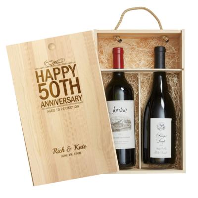 Китай Коробка вина 2 бутылок деревянная с подарочной коробкой корзины рождества блока памяти клети крышки продается