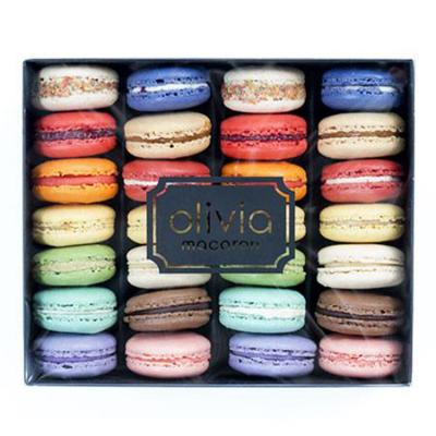China Black Luxury Cardboard Packaging Gift Macaron Slider Boxes With Window for sale