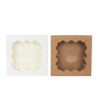 China Cajas de torta del papel de Contaienrs del regalo de la comida de Macaron del cuadrado para los pasteles con la ventana en venta