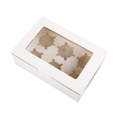 China Caja de torta de encargo de la panadería Mini Muffin Cupcake Boxes 6 agujeros con la ventana en venta
