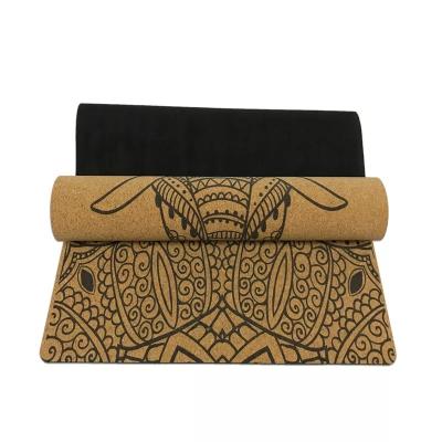 China Patterned Yoga Mat, Top Layer Cork Material, Wood color thermal transfer printing Yoga Mat,Gym Mat for sale