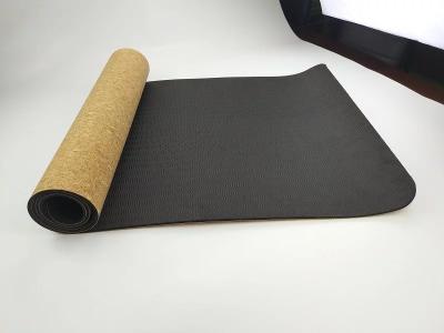 China Patterned Design Cork Yoga Mat with thermal transfer printing,Non-Slip Yoga mat, Natural wood color for sale