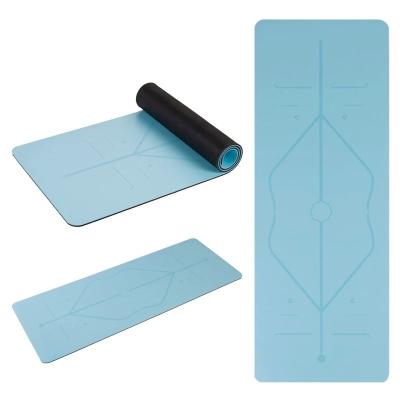China Natural Rubber Yoga Mat, Body position lines Non-Slip Fitness pad 5mm Excercise Pad for sale