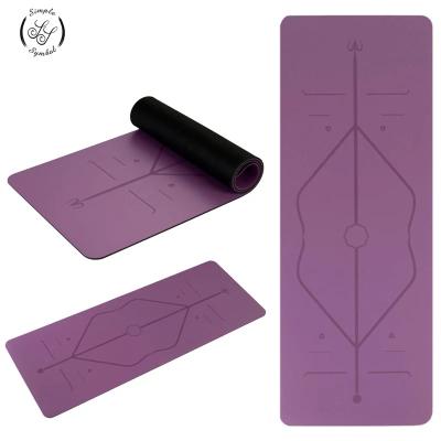 China Natural Rubber Yoga Mat, Carved Body position lines Non-Slip Fitness pad Excercise Pad for sale