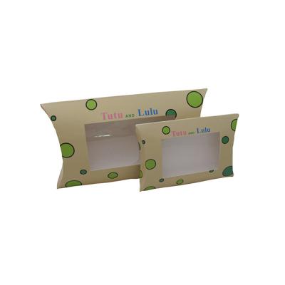 China Custom Recycled Paper Pillow Box Packaging With Transparent Window for sale