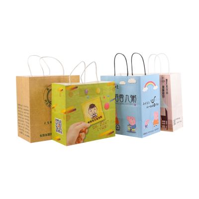 China Personalised Brown Kraft Paper Takeaway Bags Wholesale With Logo Printing for sale