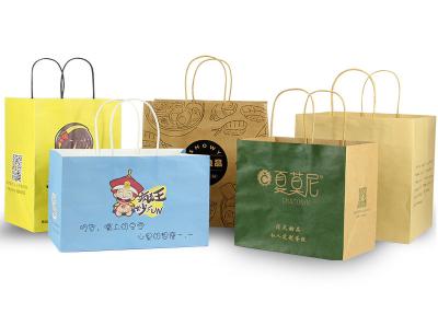 China Wholesale Custom Printed Kraft Paper Bags Pacakging For Food Delivery Fctory for sale