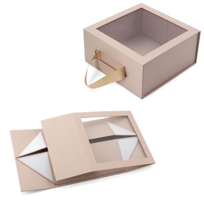 China Custom Logo Folding Gift Box With Ribbon Wholesale Kraft Box Packaging Ribbon Window Boxes for sale