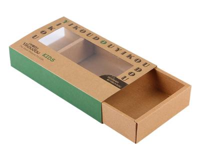 China Custom Brown Kraft Paper Drawer Boxes Packaging With PET Window Wholesale for sale