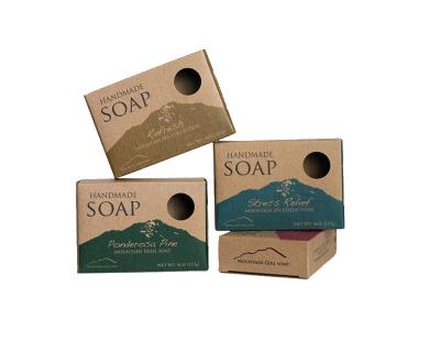 China Custom Printed Small Brown Kraft Paper Soap Boxes Packaging With Window for sale
