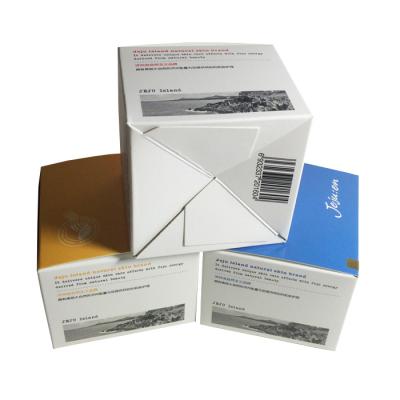 China Printed White Square Paper Box With Auto-Lock Bottom Custom Cream Boxes for sale