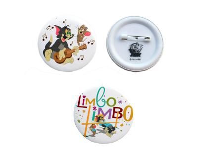 China Custom Printed Round Tinplate Plastic Pin Badge CMYK / Pantone Color Multi Sizes for sale