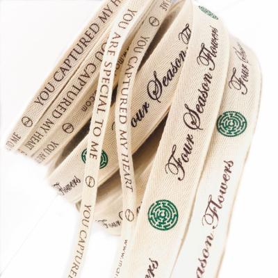 China 100% Natural Custom Printed Ribbon , Personalised Cotton Ribbon Eco - Friendly for sale