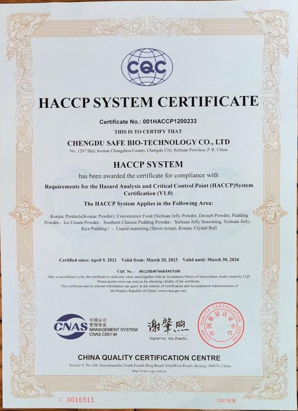 HACCP - Chengdu Safe Biotechnology Co.Ltd
