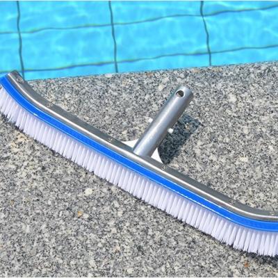 China Swimming Pool Accessories Aluminum Handle Cleaning Nylon Bristle Brush 18 Inch Swimming Pool Cleaning Brush for sale