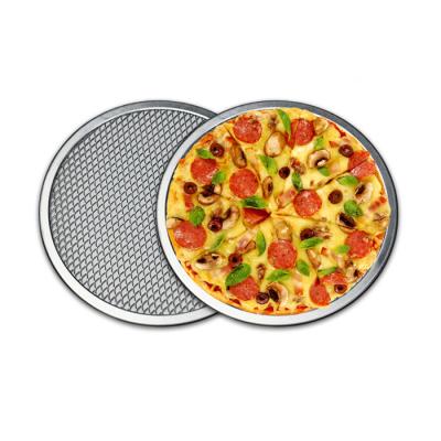 China Durable 16 Inch Pizza Mesh Screen Metal Tray Seamless Aluminum Rim FDA Certificated  for sale