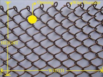 Chine Grillage métallique de maillon de chaîne, résistant UV accrochant de rideau en tamis à mailles de pièce à vendre