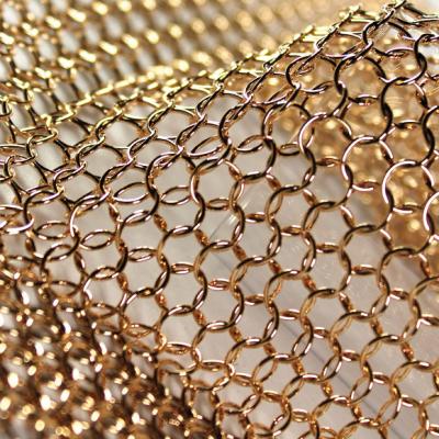 China Bronzefarbkettenhemd-Ring-Metallmaschen-Fassadenplatten für Raum-Teiler zu verkaufen