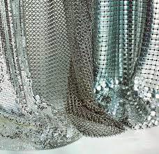 China Silver / Golden Wire Mesh Curtain Aluminum Metallic Sequined Fabrics Multi Shape for sale