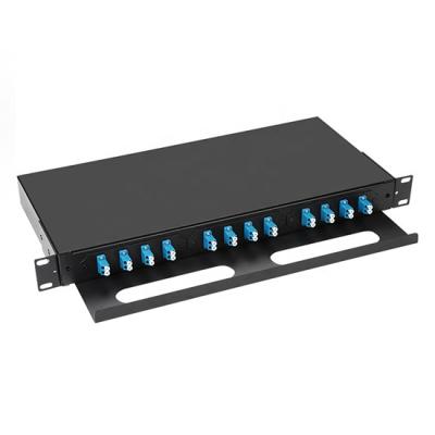 China fiber optic patch panel 12 LC duplex fiber splicing patch panel kit with cable management pigtails adapters splice trays for sale