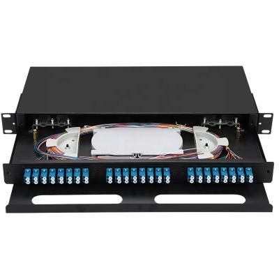 China 19 inch 24/48Cores Pull type optical fiber distribution frame 24 port Rack Mounted Indoor fiber patch panel(7244204) for sale