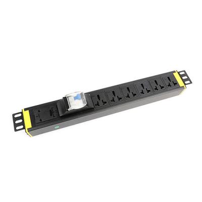 China 1U 6 way Cabinet PDU with Earth Leakage protection 250V, 16A Universal for sale