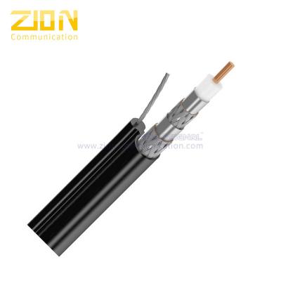 China CATV RG11 Television Cable Quad Shield Jelly PE Coaxial Cable With Messenger for sale