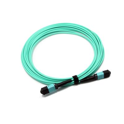 China 12 Fibers MPO Female To MPO Female OM3 3.0mm LSZH MPO Patch Cord Custom Meters for sale