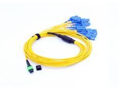 China 12 Fibers MPO To LC Singlemode Fiber Optic MPO-LC 2.0mm Straight Harness Cables for sale
