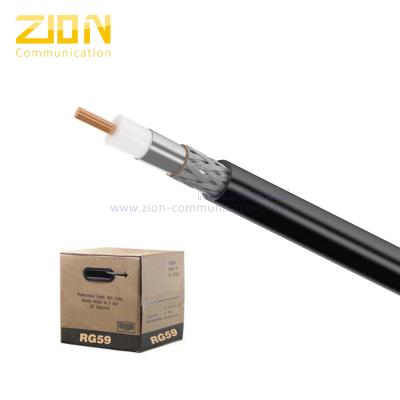 China Tri - Shield 67% AL Braiding RG59 Coaxial Cable CMR PVC for Broadcasting Satellite for sale