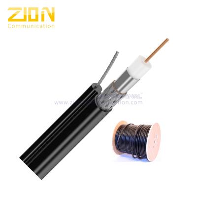 China Outdoor Non-Plenum RG6 Coaxial Cable 18 AWG CCS CM Rated PVC Steel Messenger for sale