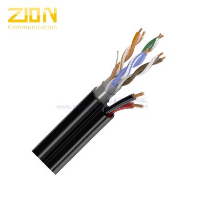 China Siamese Network Cable FTP CAT5E 24AWG Solid Copper with 2x0.75mm2 CCA Power Wire for sale