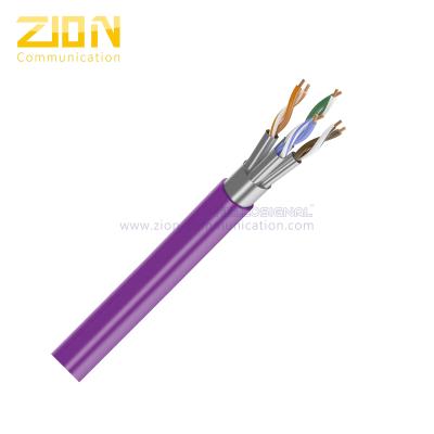 China F / FTP CAT 6A BC PVC CMR CAT6A Cable Computer Network Cable In Gray Jacket for sale