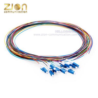 China 12 Fibers LC UPC Patch Cord G.652.D Single Mode Unjacketed Color Coded FOPT for sale