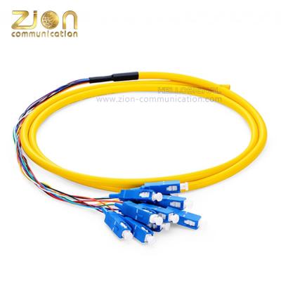 China PVC Jacket Fiber Optic Cable SC UPC 12 Fibers FOPT G.652.D Single Mode Bunch for sale
