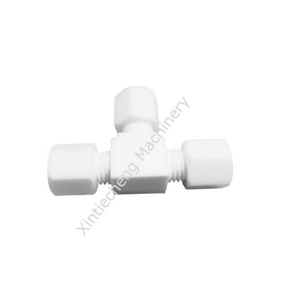 China Corrosion Resistant White PTFE T Joint Fitting -200 To 250 Degree Plastic T Connector for sale