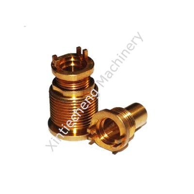 China Golden Copper RF connector parts Milling CNC Machining Aerospace Parts for sale