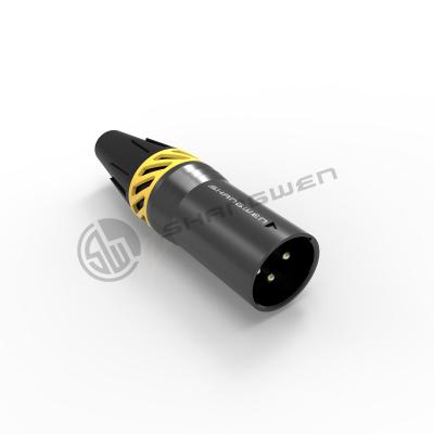 China Conector XLR de pequeña potencia negro IP65 impermeable Conector de 3 pines de conector masculino en venta