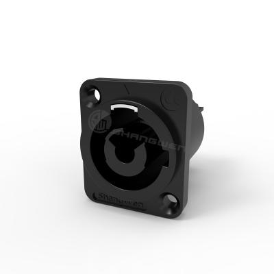 China Ip65 3 pin Conector de alimentación femenino impermeable con salida negra Powercon exterior en venta