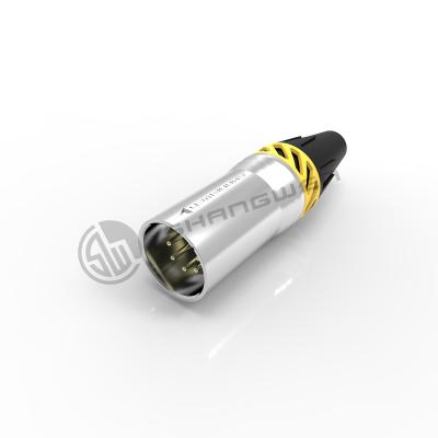 China 7.5A Conector XLR 5 Pins Waterproof IP65 Prateado Plug-in masculino para áudio à venda