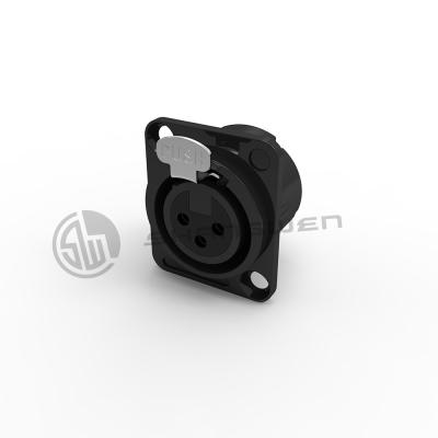 China Conector externo XLR de 3 pinos D Montagem Conector feminino Socket IP40 à venda