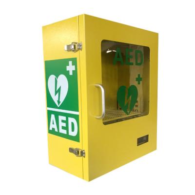 China Yellow Outdoor Wall Mount Alarmed AED Cabinet With Heating System for sale