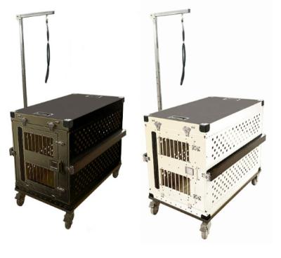 China 40in \ Aluminum Dog Box Collapsible Heavy Duty Dog Crate With Grooming Arm for sale