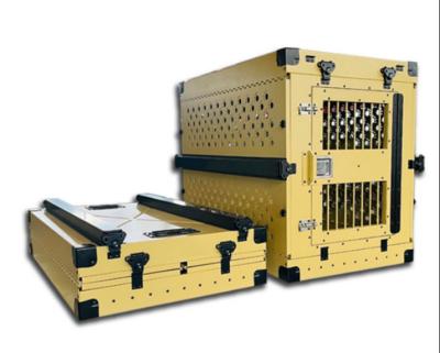 China Yellow Green Travel Collapsible Dog Crates Foldable Rustproof Heavy Duty Aluminum for sale