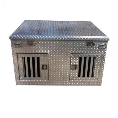 China Diamond Plate Aluminum Double Dog Box With Storage Compartment for sale