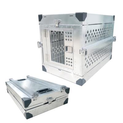 China Sola caja de perro de aluminio plegable con el sistema resistente de la cerradura del cierre del golpe en venta