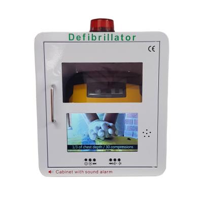 China Metal Frame Wall Mounted AED Defibrillator Cabinet With Video Screen And Alarm System for sale