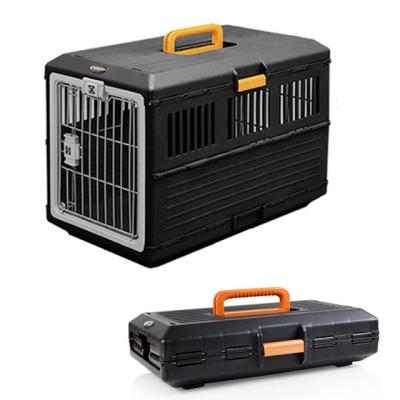 China Foldable Plastic Pet Travel Flight Carrier Portable Pet Crate Traveling Dog Cage Box for sale