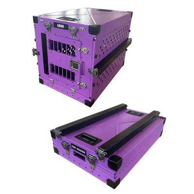 China Pet Medium Aluminum Collapsible Dog Box Metal Foldable Purple Color 30 Inch for sale