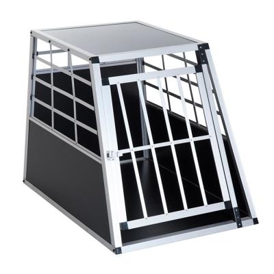 China Lockable MDF Heavy Duty Aluminum Dog Travel Box For Large Dog Car Transport Cage for sale